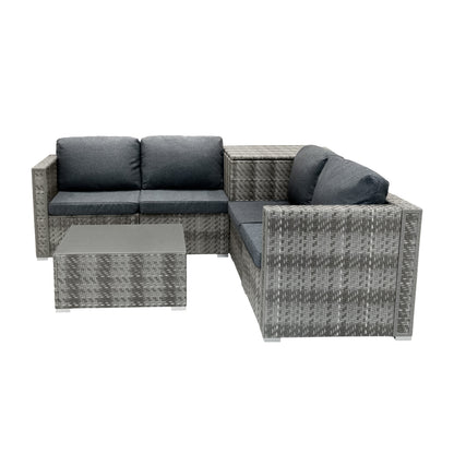 Rattan Modular 6 Piece Furniture Set & 700L Storage Box Grey