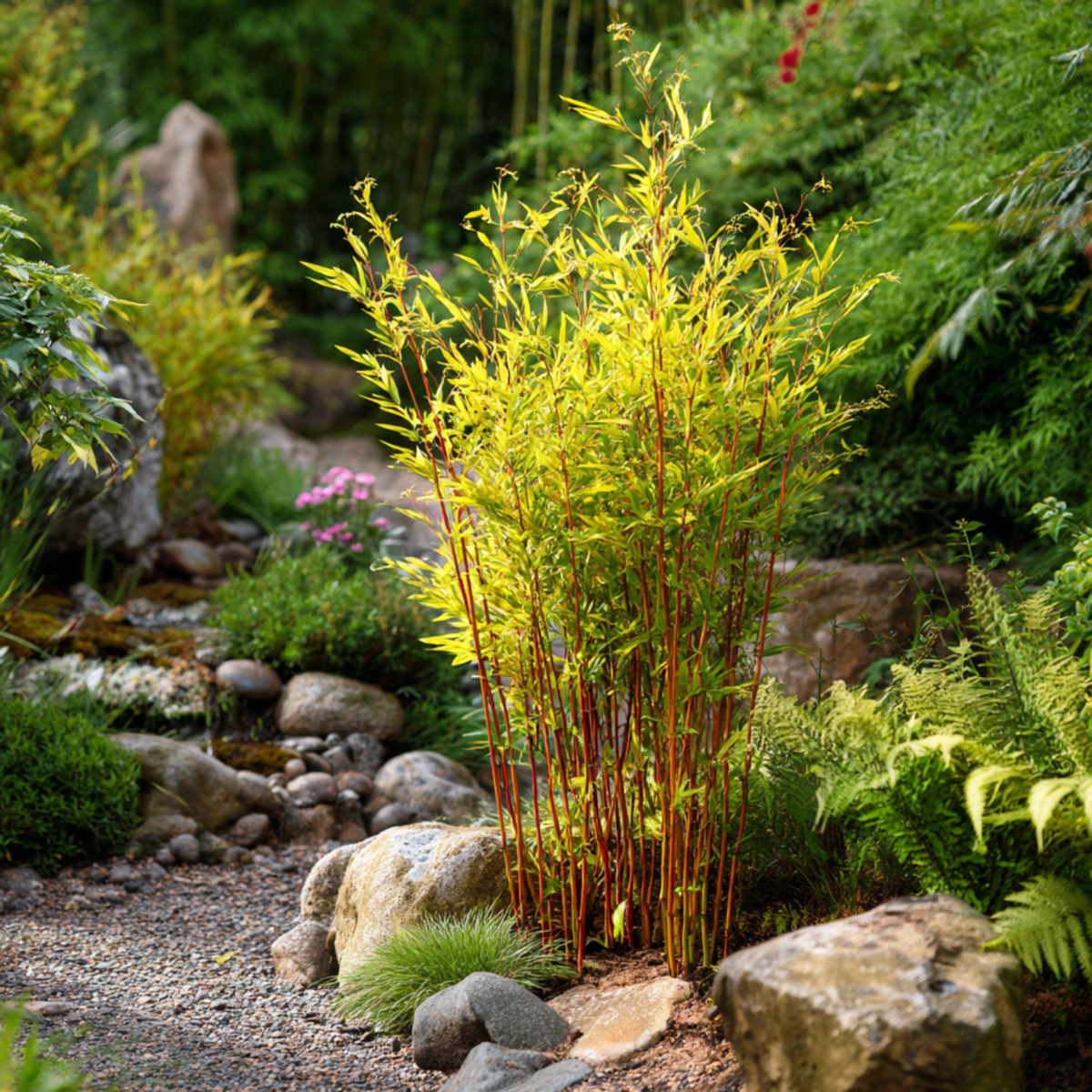 Chinese fountain bamboo - 4 pcs. - Fargesia 'Red Dragon' - H60-80cm - ⌀17cm