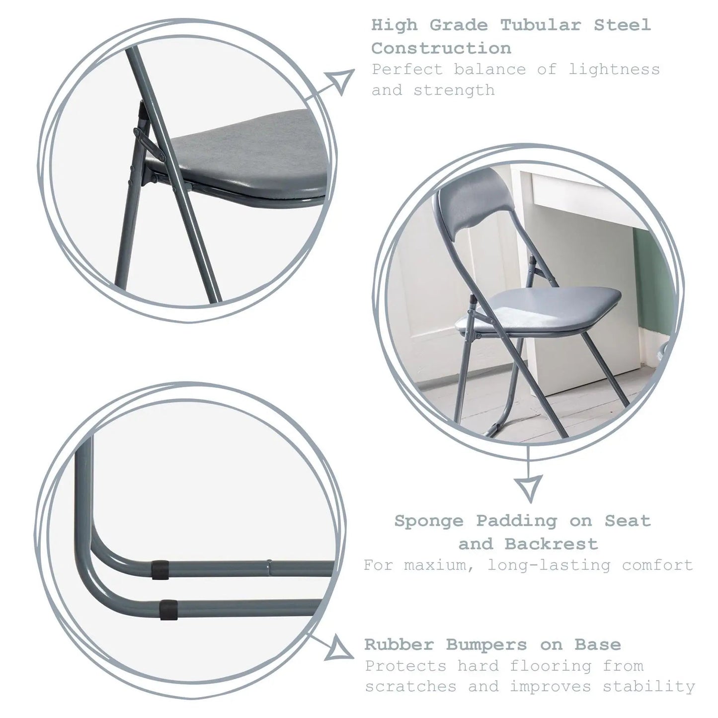 Grey Wave Grey Framed Padded Folding Chair