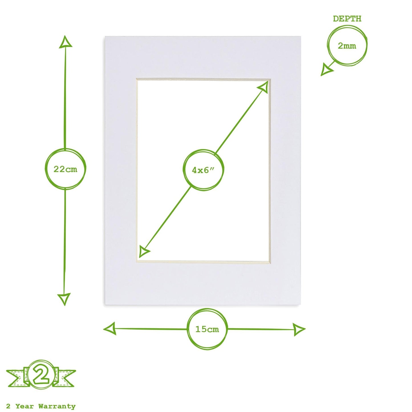 White Photo Size 4" x 6" Picture Mount for A5 Frame