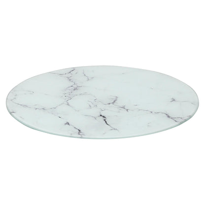 Round Glass Chopping Board - 30cm - Marble