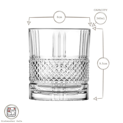 340ml Crystal Whisky Glasses - Pack of 6