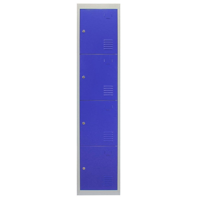 Steel Lockers 12 Compartments 180cm - Grey & Blue Set Of Three Flatpack by Raven