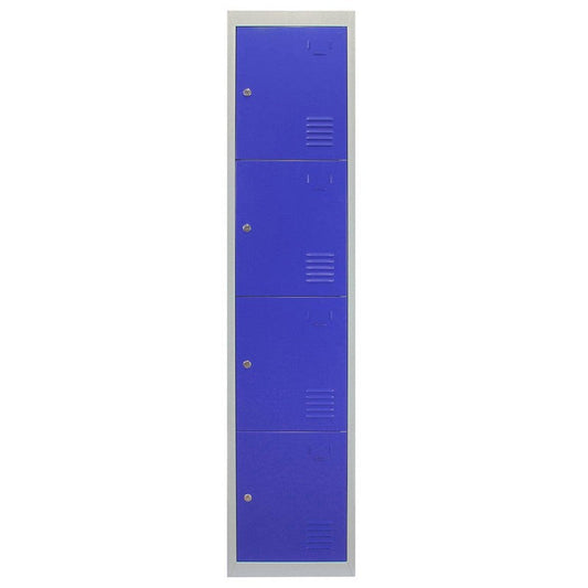 Steel Lockers 12 Compartments 180cm - Grey & Blue Set Of Three Flatpack by Raven