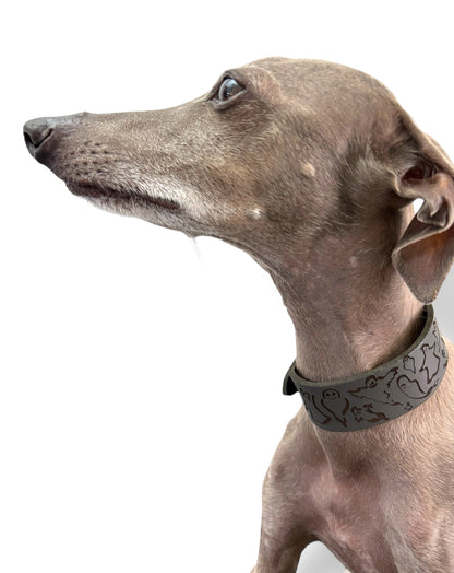 Leather Collar - HALLOWEEN - Ghosties