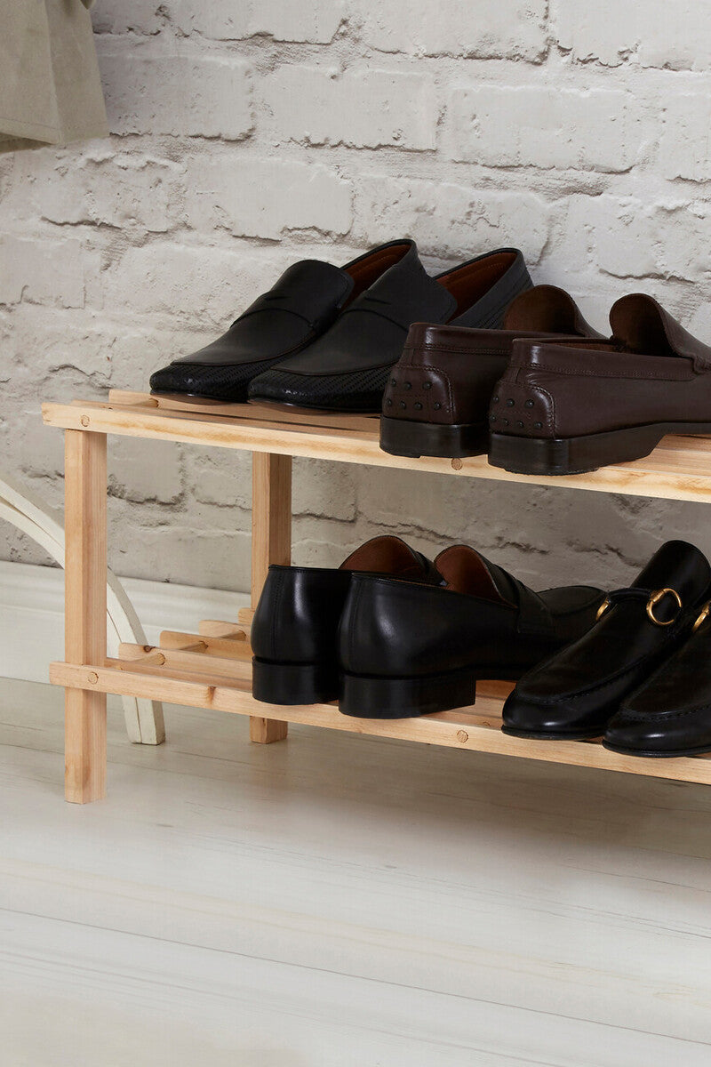Arla Natural And Cedar Wood 2 Tier Shoe Rack