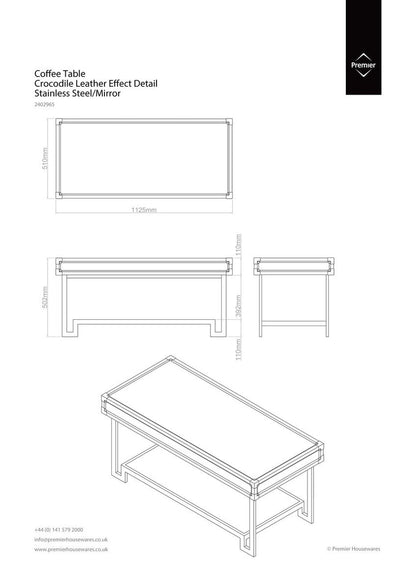 Carla Crocodile Leather Effect Coffee Table
