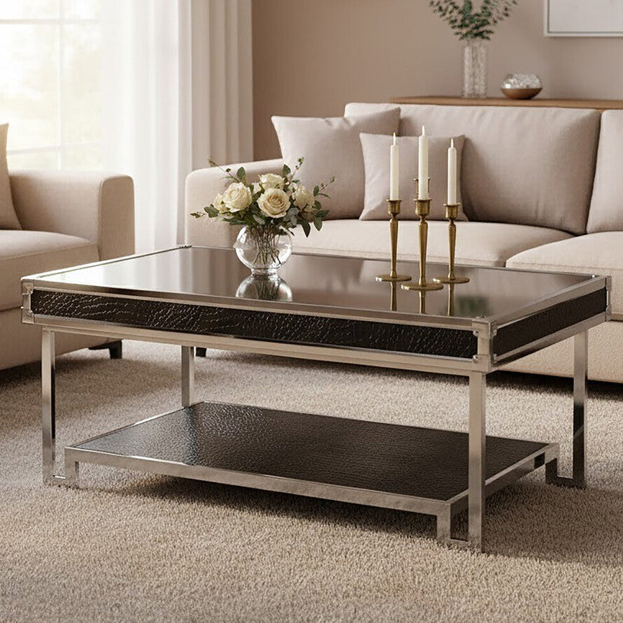 Carla Crocodile Leather Effect Coffee Table