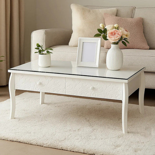 Chamonix White Coffee Table with Drawers