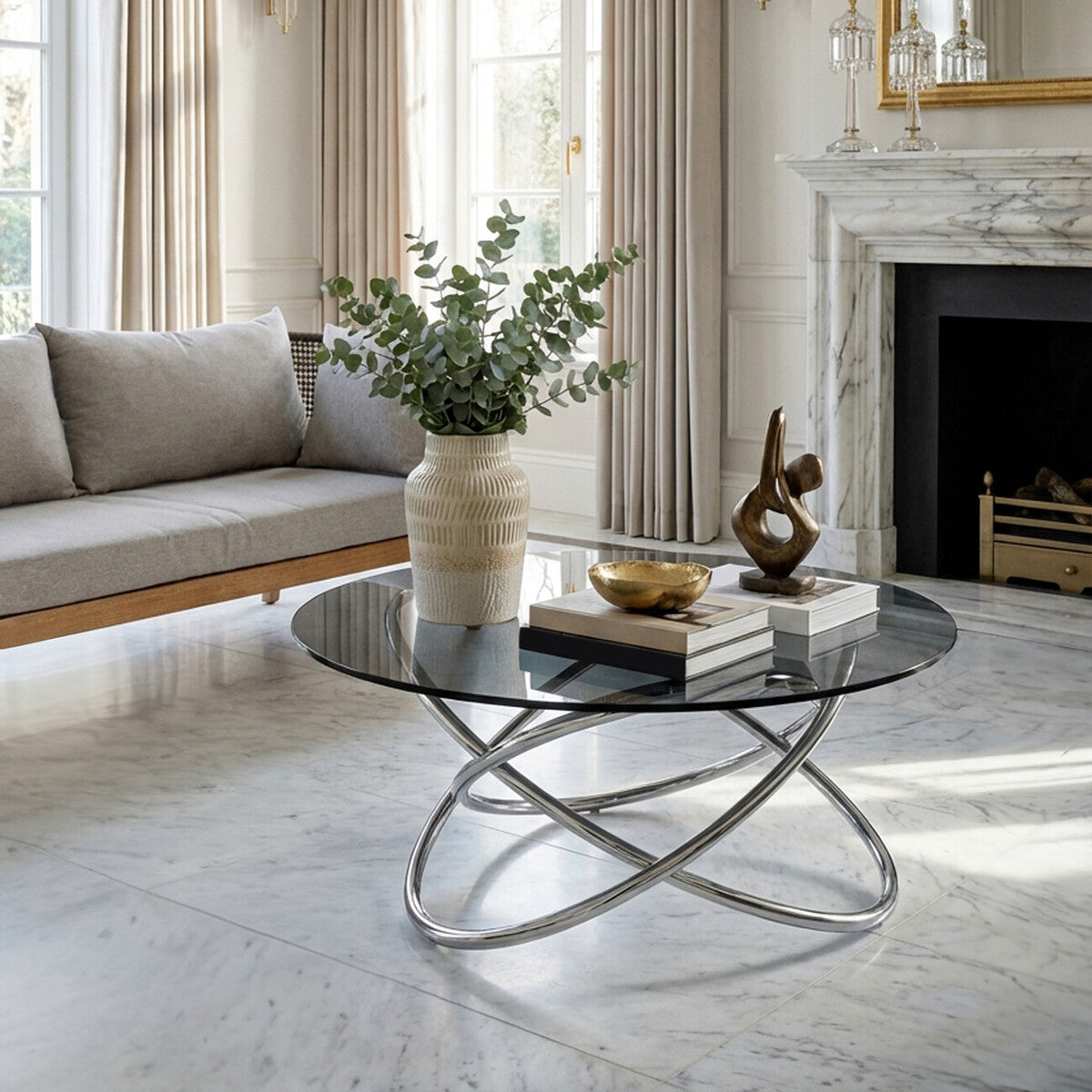 Cassy Smoked Glass Top Coffee Table