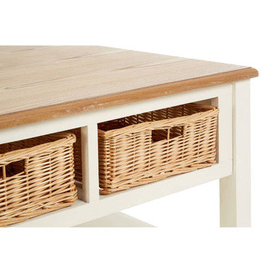 Dorset Cream Coffee Table with Rattan Storage Baskets