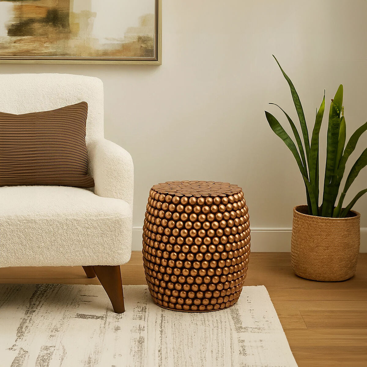 Templar Copper Finish Barrel Stool