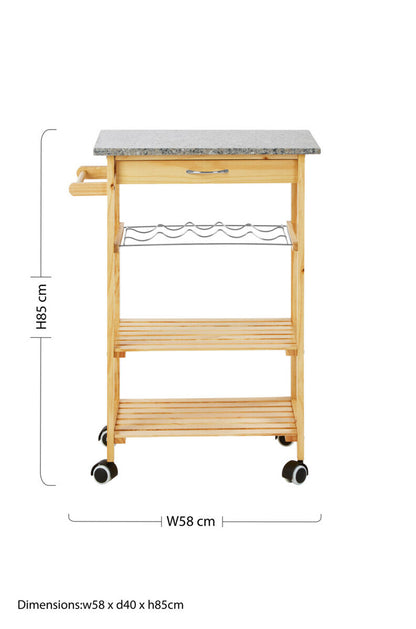 Harlow Glenn Pinewood Large Kitchen Trolley