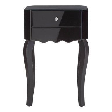 Orchid 1 Drawer Black Mirrored Glass Side Table