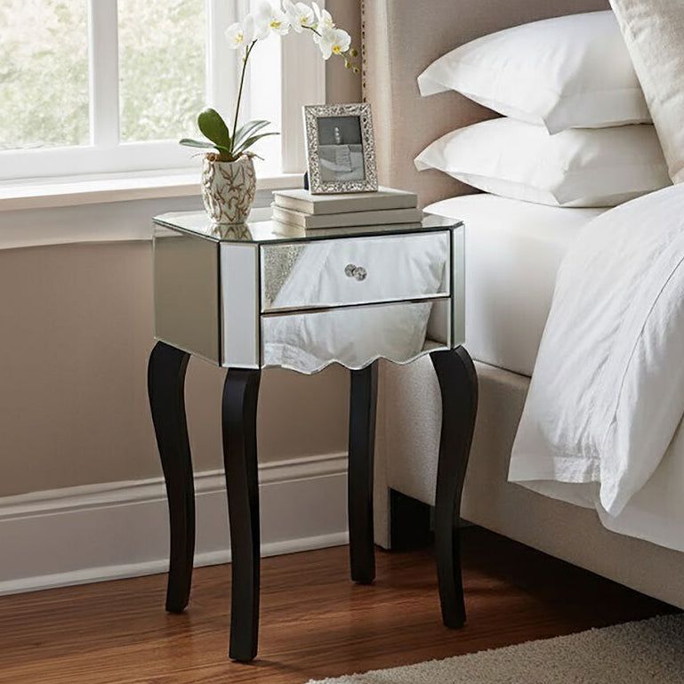 Orchid 1 Drawer Mirrored Glass Side Table