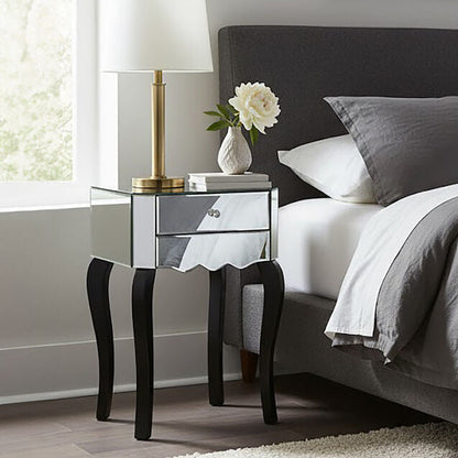 Orchid 1 Drawer Mirrored Glass Side Table