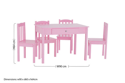 Kids 5 Piece Pink Table And Chair Set