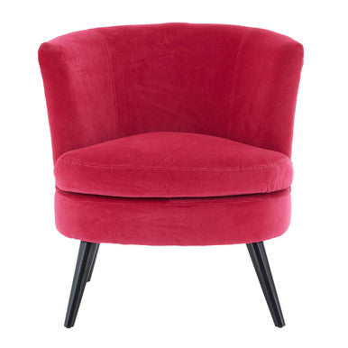Plush Pink Velvet Round Accent Chair