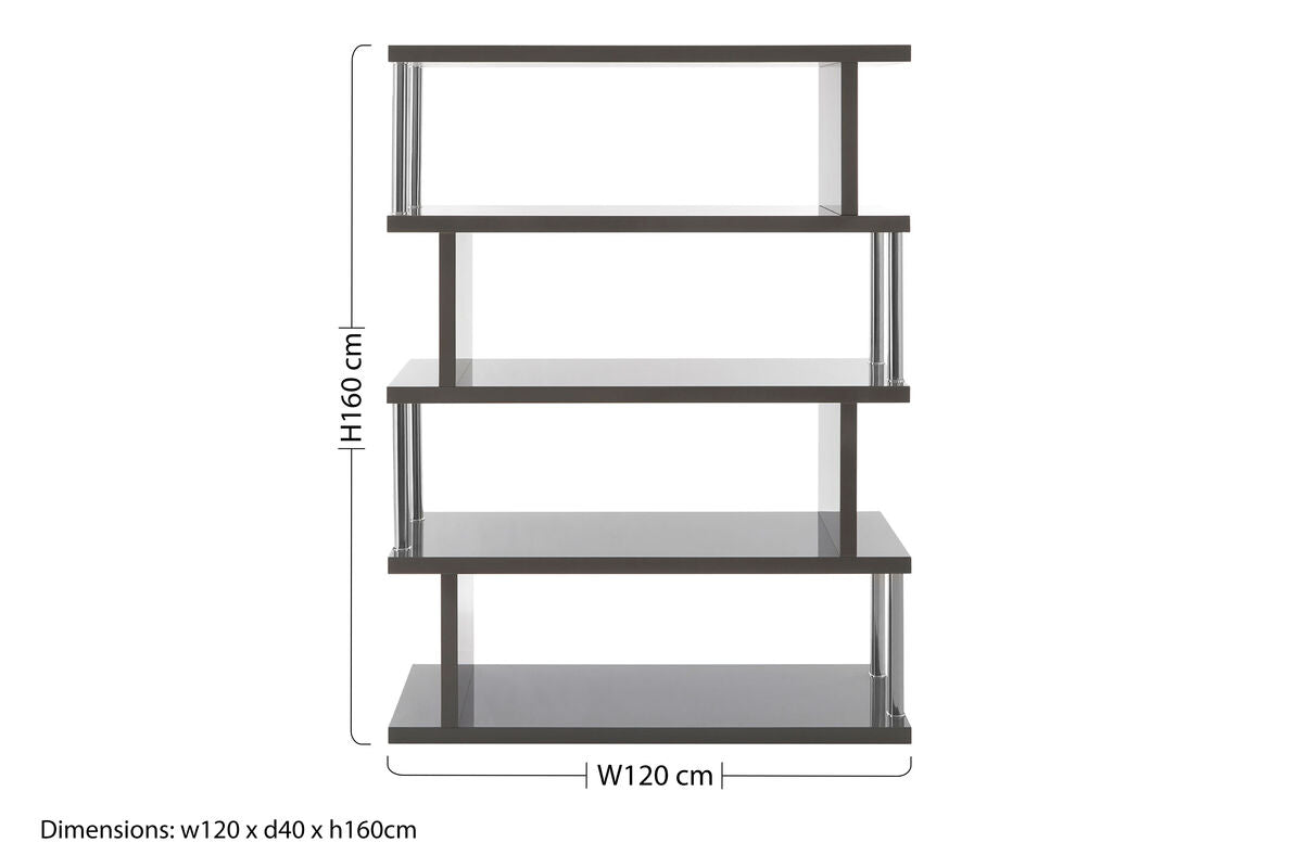 Maze 4 Tier Grey Gloss Shelf Unit