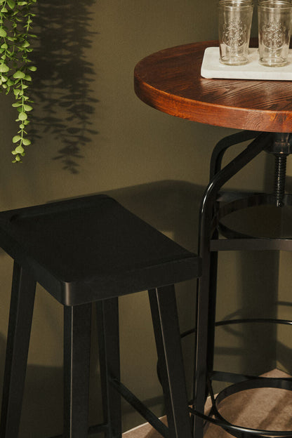 Lyon Black Oak Wood Bar Stool