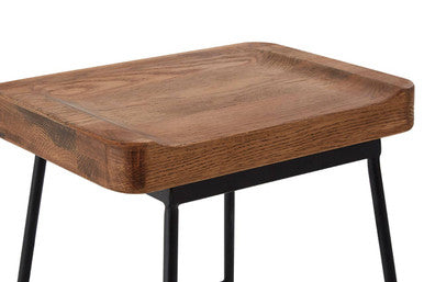 Lyon Weathered Oak Wood and  Metal Bar Stool