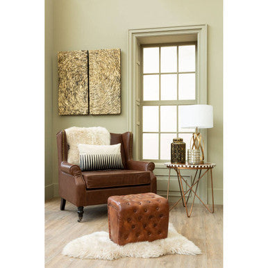 Fulham Brown Leather Effect Wing Armchair