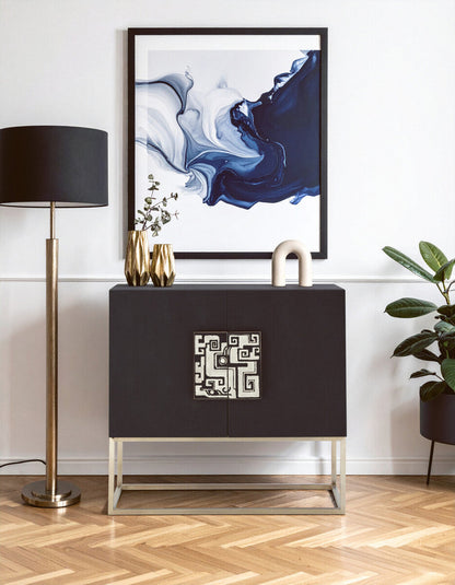 Pacific Black Faux Shark Skin Large Cabinet