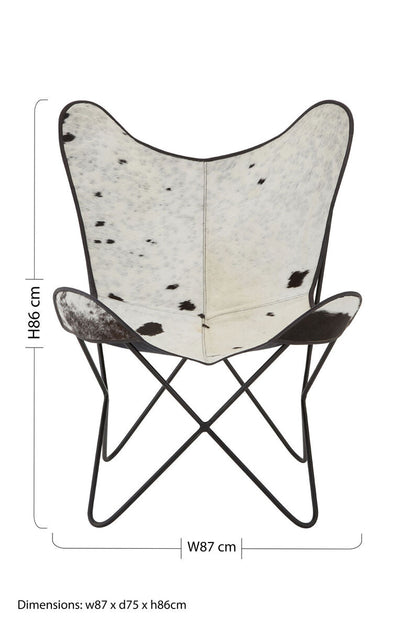 Buffalo Black and White Cowhide Butterfly Chair