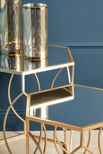 Avantis Set Of 2 Hexagon Champagne Finish Tables