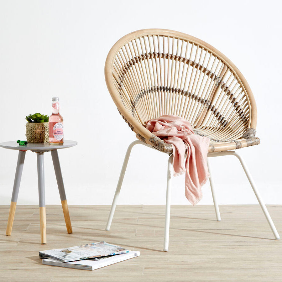 Lagom White Washed Natural Rattan Chair