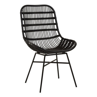 Lagom Curved Black Natural Rattan Chair