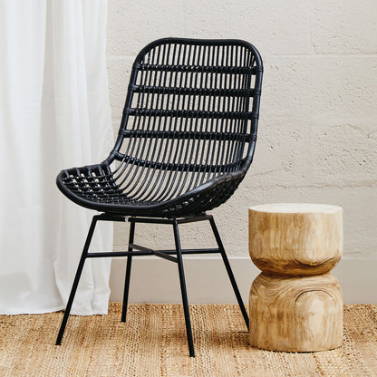 Lagom Curved Black Natural Rattan Chair
