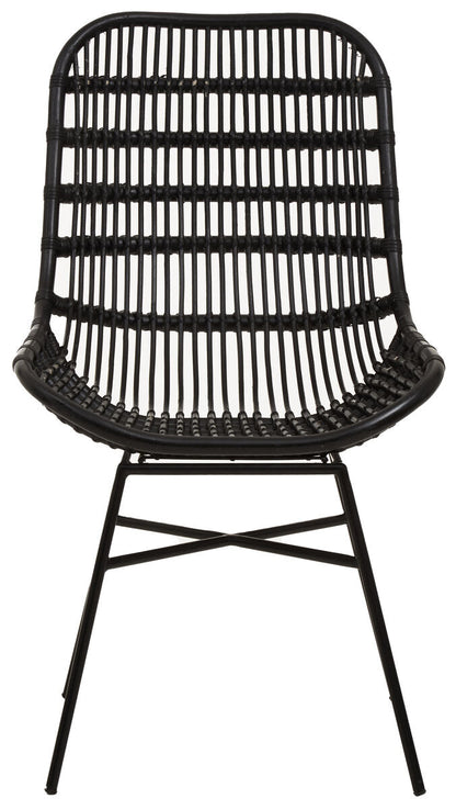 Lagom Curved Black Natural Rattan Chair