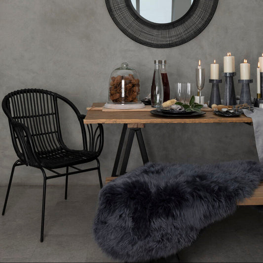 Lagom Black Natural Rattan Chair With Raised Sides