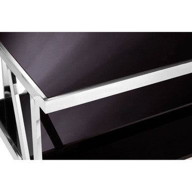 Ackley Silver Coffee Table With Black Glass