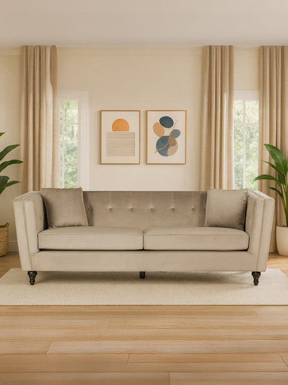 3 Seater Mink Velvet Sofa, Ferris