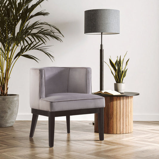 Daxton Light Grey Velvet Curved Back Chair