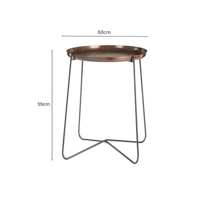 Hege Crocodile Texture Copper Finish and Black Round Side Table