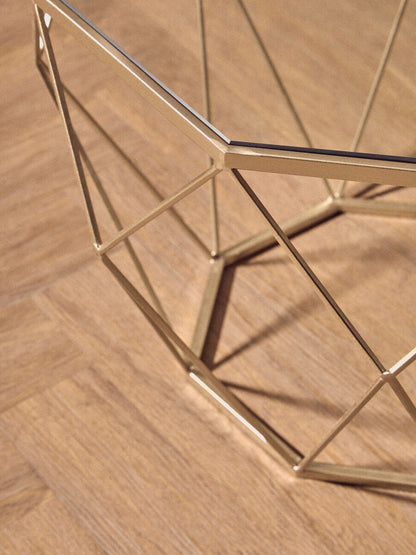 Arcana Gold Finish Geometric Design Set Of 2 Tables
