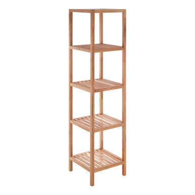 Arla 5 Tier Walnut Wood Tall Shelf Unit