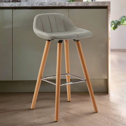Stockholm Grey Faux Leather Bar Stool
