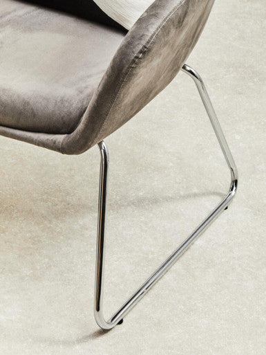 Stockholm Grey Velvet Dining Chair with Chrome Legs