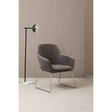 Stockholm Grey Velvet Dining Chair with Chrome Legs