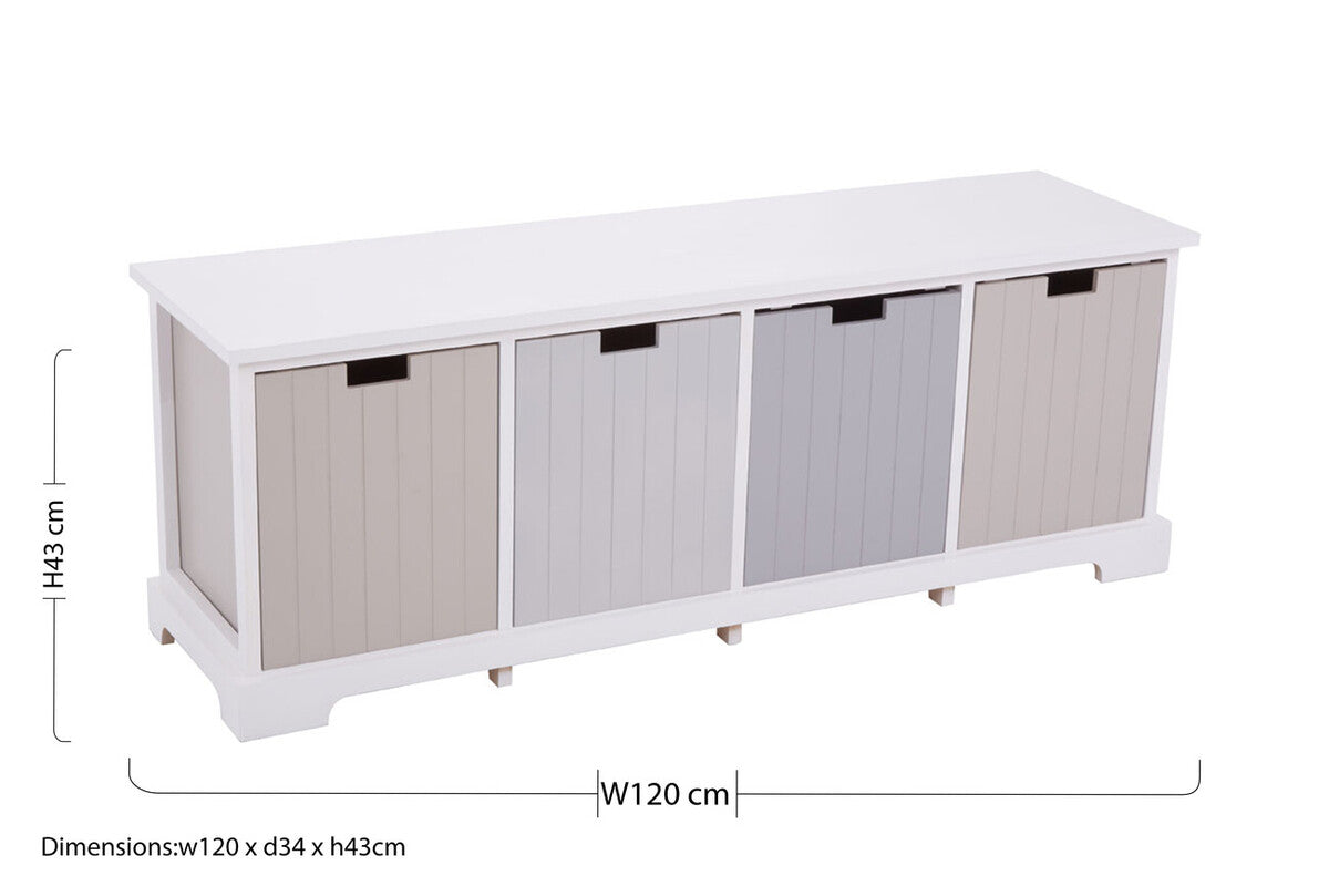 New England 4 Drawer Bench