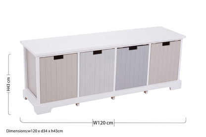 New England 4 Drawer Bench