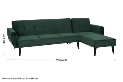 3 Seater Green Sofa Bed, Serene