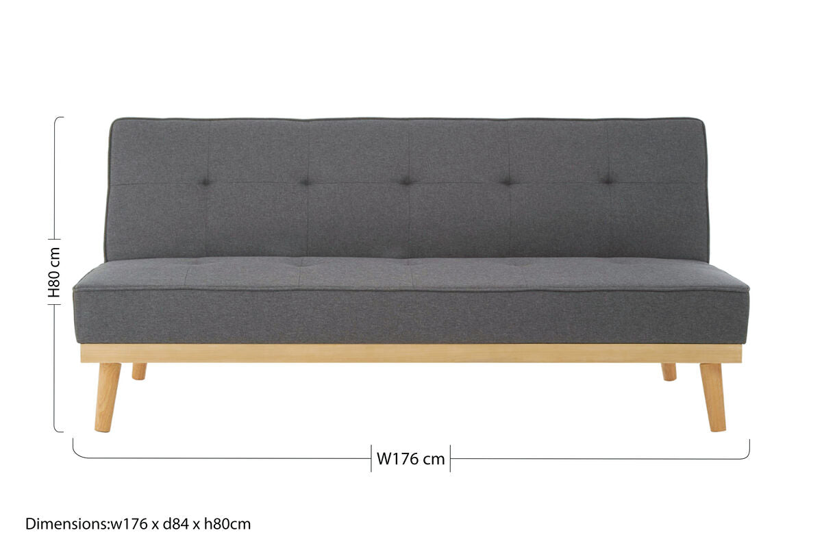 3 Seater Grey Sofa Bed, Stockholm