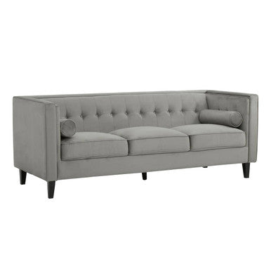 3 Seater Grey Velvet Sofa, Helia