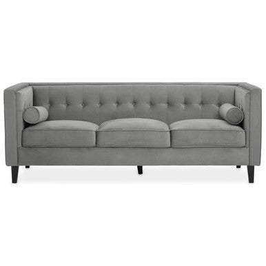3 Seater Grey Velvet Sofa, Helia