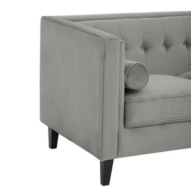 3 Seater Grey Velvet Sofa, Helia